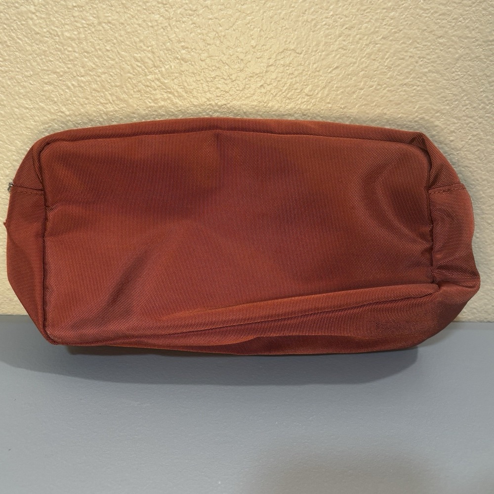 Orange Canvas And Suede Toiletries Make Up Bag Pockets Zip Storage Travel Men - Picture 4 of 10